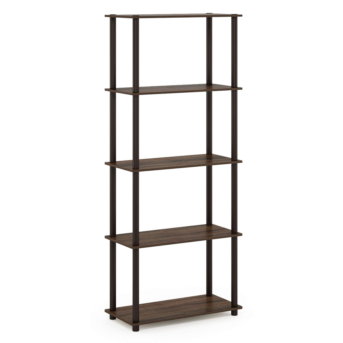 Furinno TURN-N-TUBE Storage Shelves, 5-Tier Book Shelf, Corner Shelf, Toolless Open Shelves, for