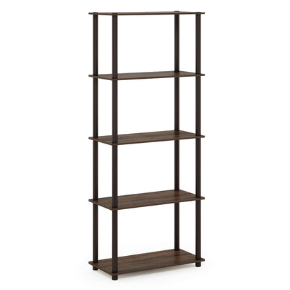 Furinno TURN-N-TUBE Storage Shelves, 5-Tier Book Shelf, Corner Shelf, Toolless Open Shelves, for