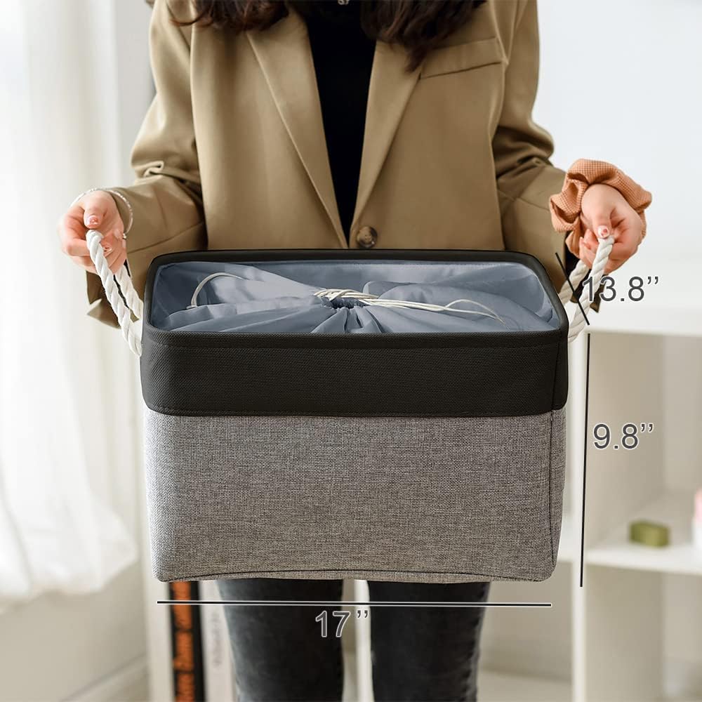 TheWarmHome Organization and Storage Basket for Organizing - 17x14x10 inch Large 3 Pack Collapsible