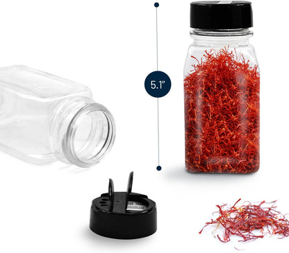RoyalHouse 12 Pack 9.5 Oz Plastic Spice Jars with Black Cap, Clear and Safe Plastic Bottle