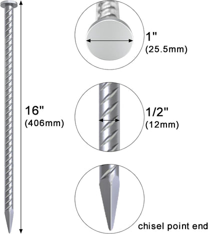 VVOKGO 16 Inch Rebar Stakes Metal Asphalt Anchoring Spikes Ground (24pcs), 1/2 Inch Diameter