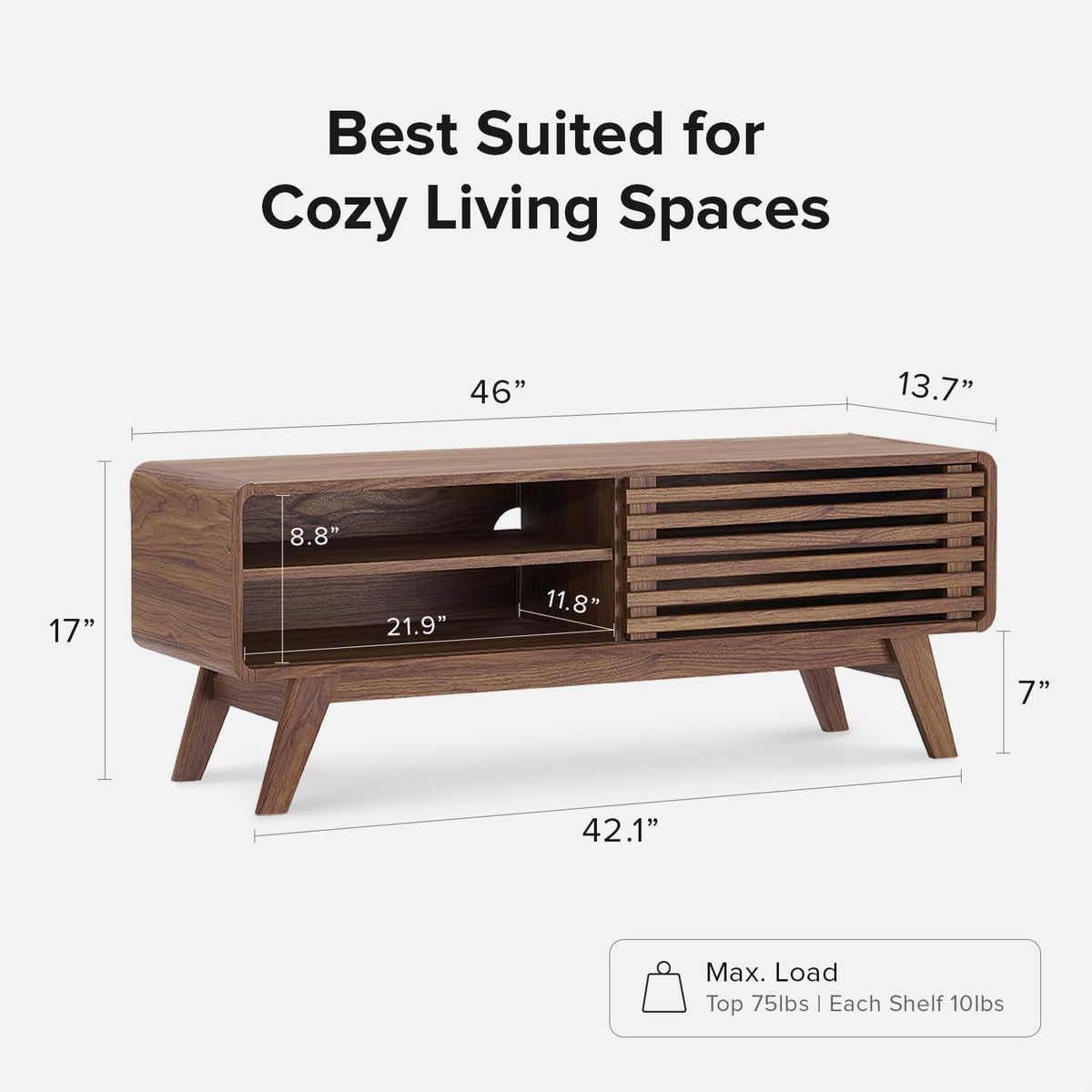 mopio Ensley TV Stand, Mid Century Modern for 55/60/65 inch TV, Farmhouse TV Stand, Entertainment