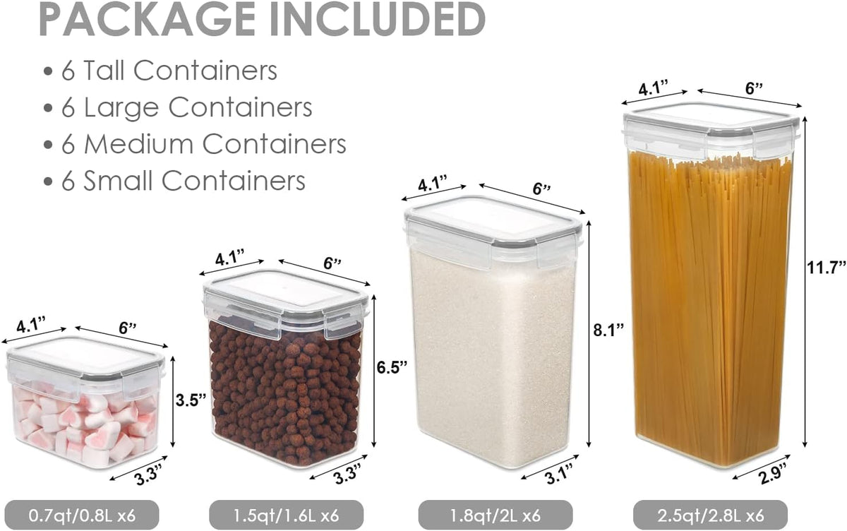 Vtopmart Airtight Food Storage Containers with Lids, 24 pcs Plastic Kitchen and Pantry Organization