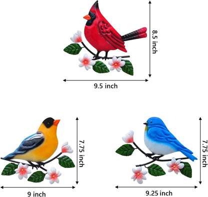 Metal Bird Wall Art 3D Outdoor Sculpture - Suitable for Gardens, Fence, Patio, Living Room