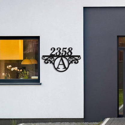Custom Metal Address Sign Street Plaque with Initials, Personalized House Number Sign for Outside