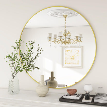 BEAUTYPEAK 20 Inch Round Mirror, Metal Frame Circle Mirror, Wall Mounted for Entryway, Bathroom