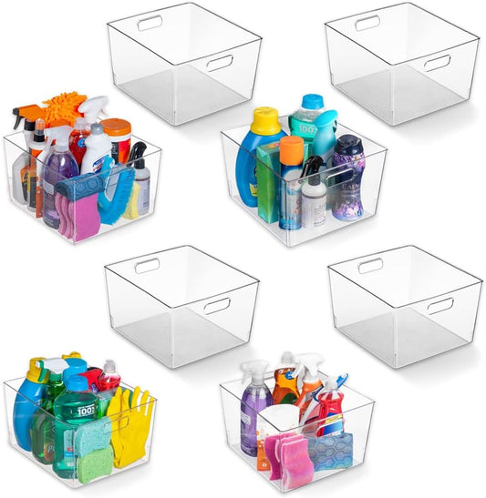 ClearSpace Clear Plastic Storage Bins – XL 8 Pack Perfect Kitchen or Pantry Organization Fridge