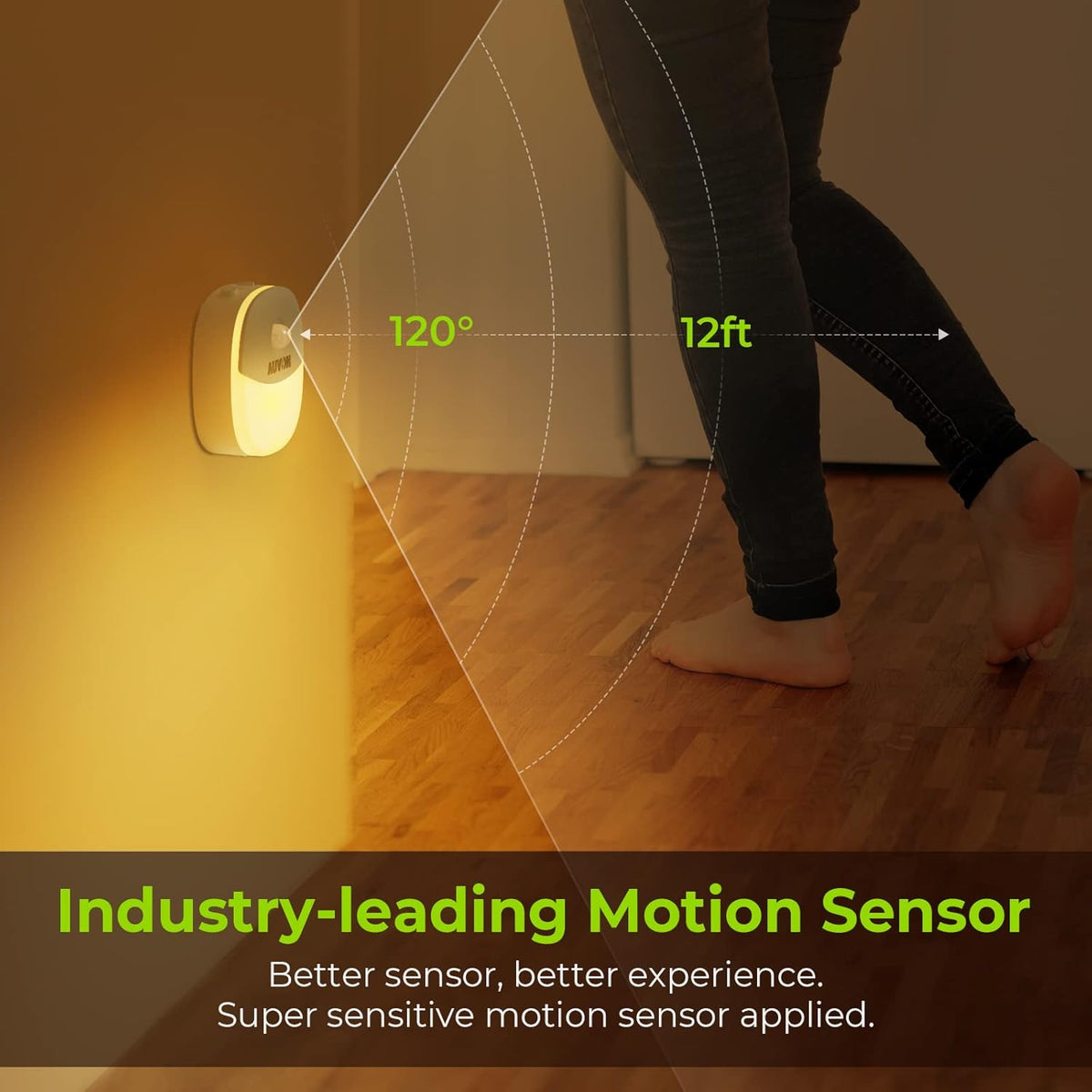 AUVON Rechargeable Battery Night Light, Mini with Motion Sensor, Warm White LED Stick-On Closet