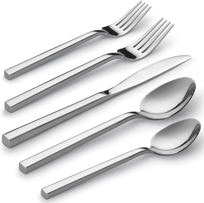 Alata Cube 20-Piece Forged Stainless Steel Flatware Set Cutlery Set,Silverware Set Service for