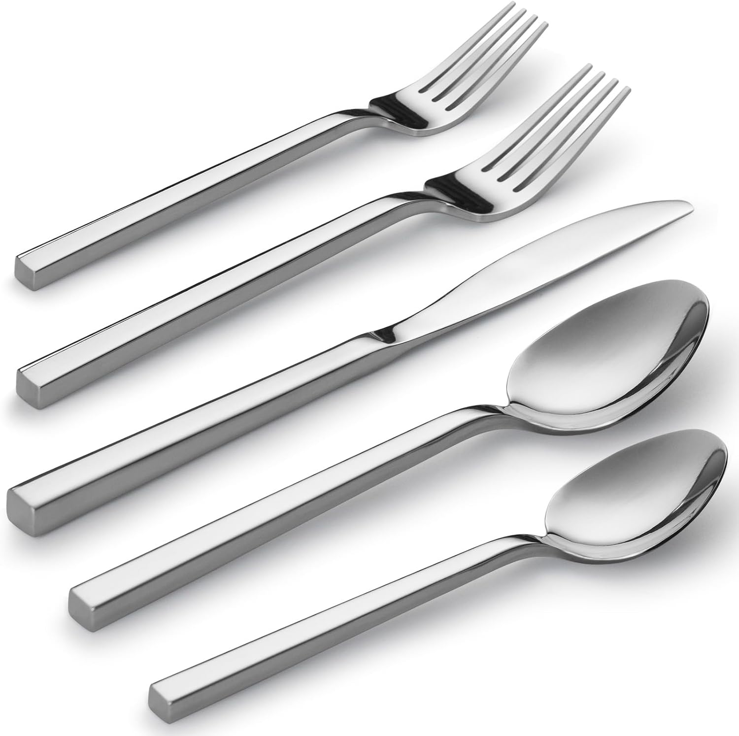 Alata Cube 60-Piece Forged Stainless Steel Flatware Set Cutlery Set, Silverware Set Service for 12