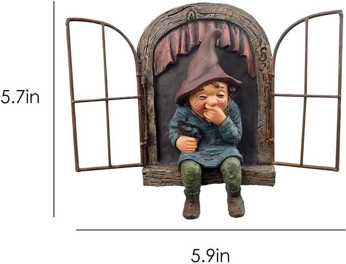 Whimsical Fairy Garden Gnome Statue, Tree Faces Decor Outdoor -5.9 Inch, Funny Garden Tree