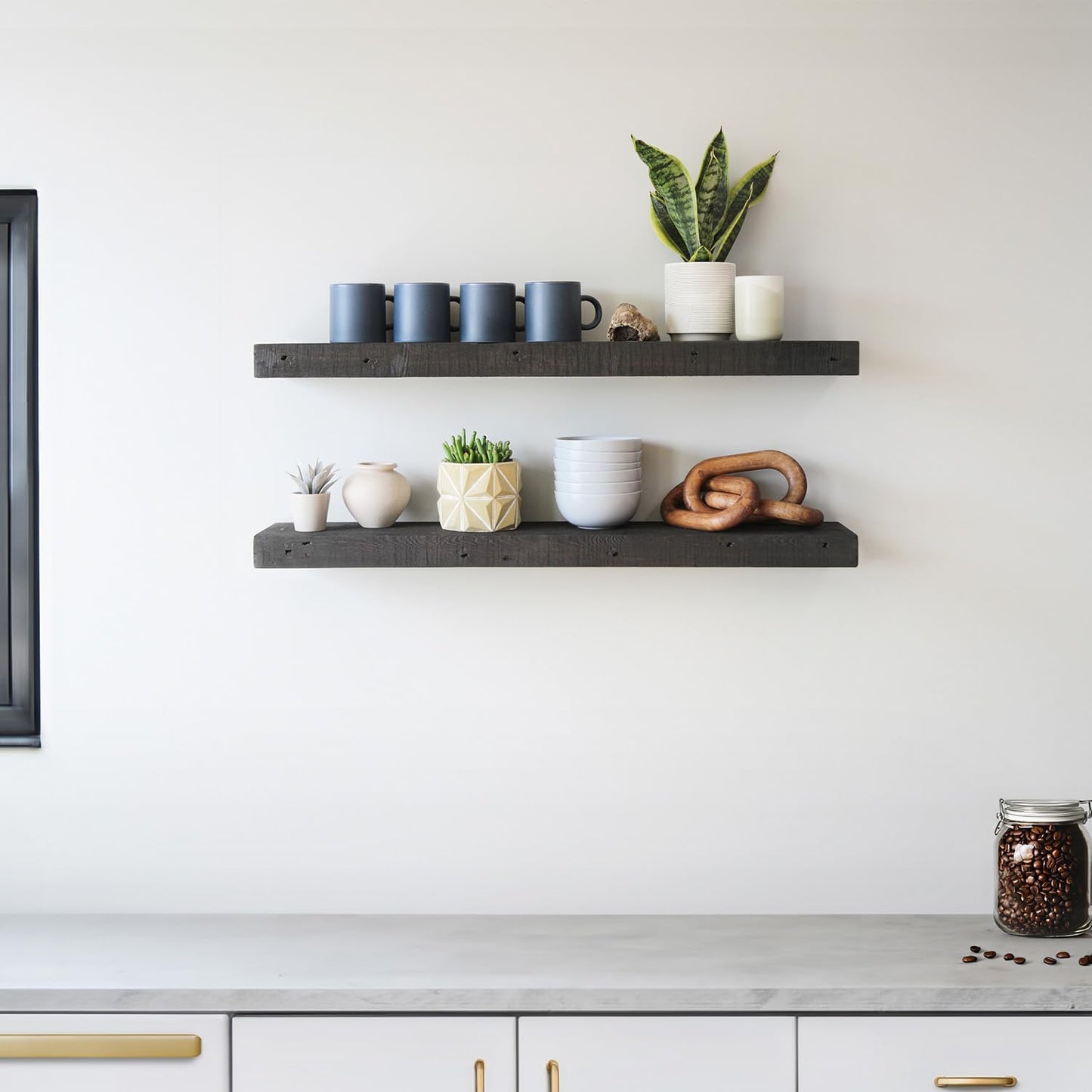 Urban Legacy Reclaimed Barnwood Planks | Floating Shelves for Wall w/Flush Mount Shelf Bracket Set