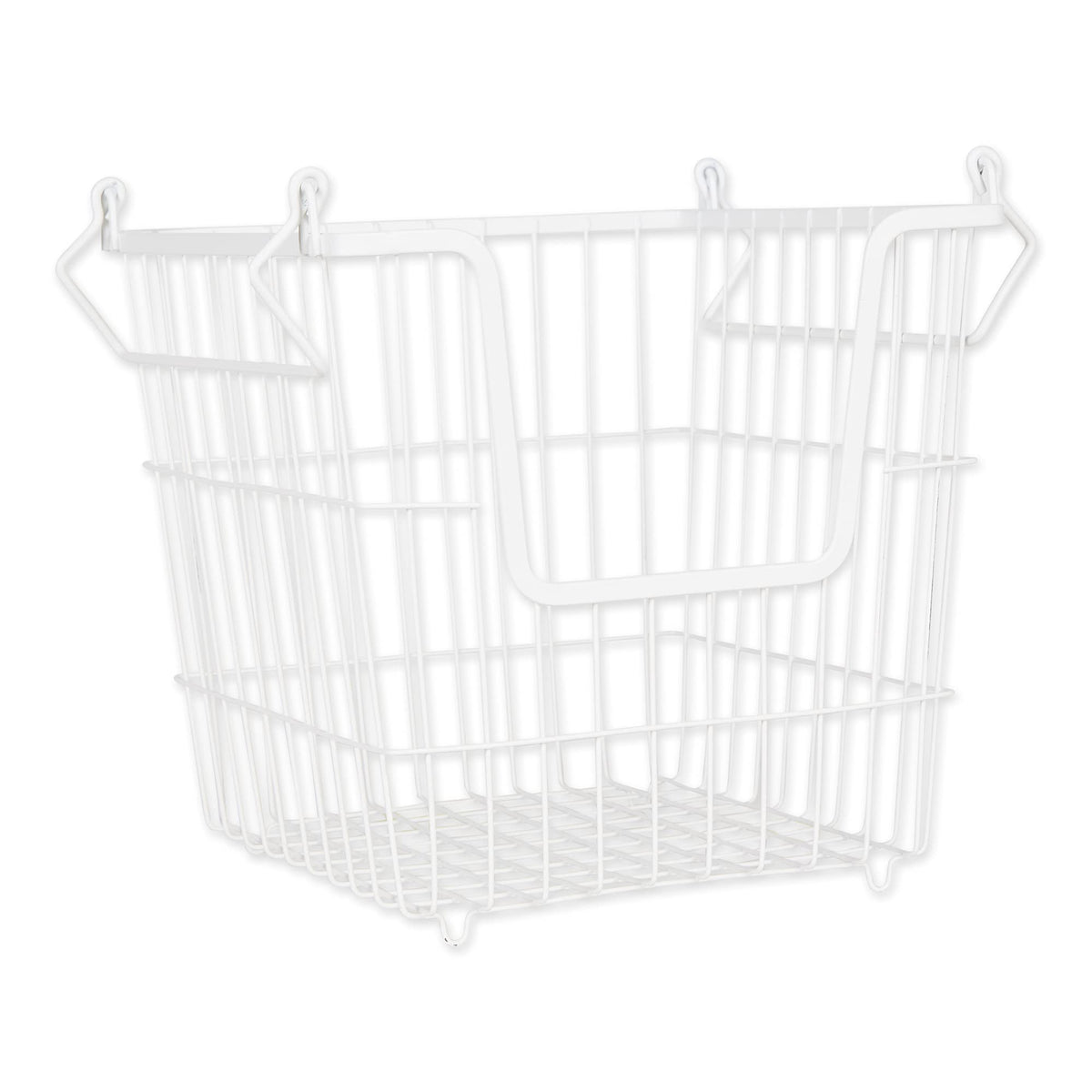 DII Metal Wire Utility Storage Bin, Large, 11x11x11", White