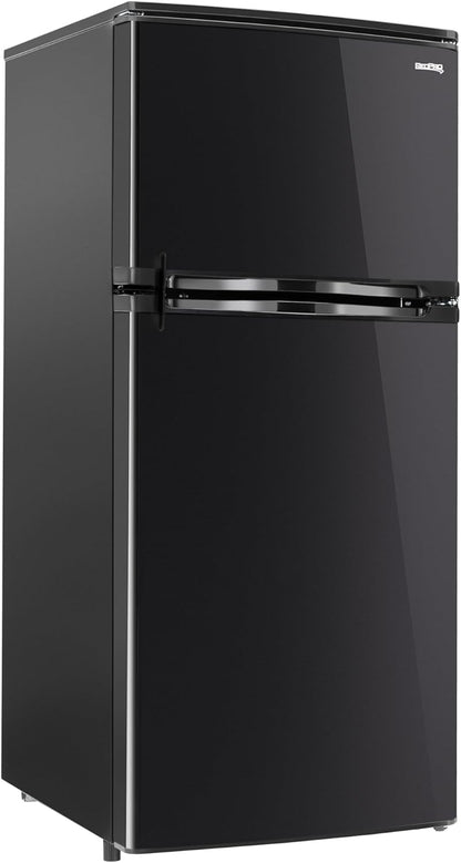 RecPro 4.4 Cu Ft 12V RV Refrigerator with Freezer | Frost-Free, Black Finish | Adjustable Shelves