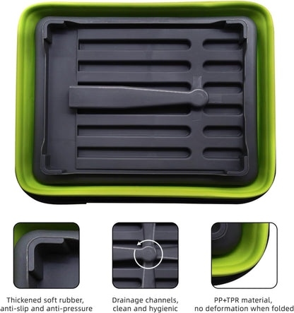 THANSTAR Collapsible Dish Drying Rack for RV Campers Portable Dinnerware Drainer Organizer for