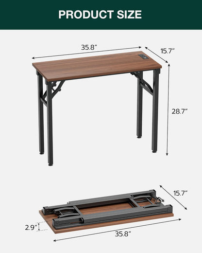 Frylr Small Folding Computer Desk – 35.8 Inch Portable Table for Craft and Study, Lightweight Desk