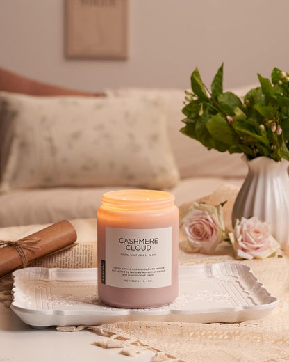 M&SENSE Creamy Almond Milk Scented Candles, 19.4oz 110 Hour Long Lasting 2 Wick Organic Natural Soy