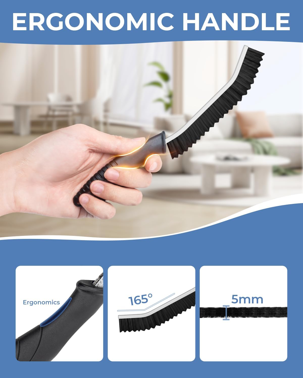 Crevice Cleaning Brushes, Cleaner Scrub Brush Tool for Hard to Reach Tight Space, Home Essentials