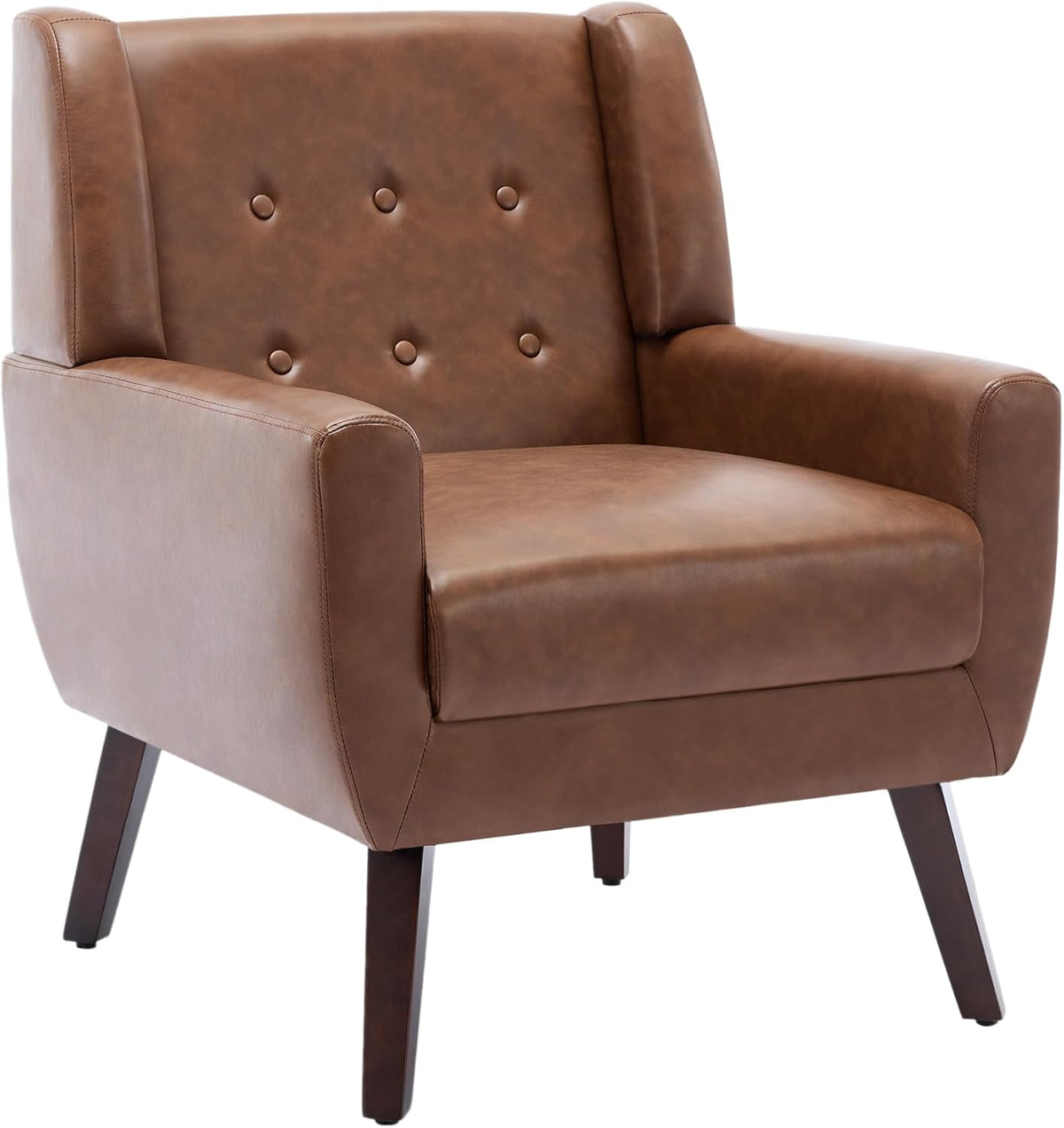 UIXE Faux Leather Accent Chairs Set of 4, Modern Arm Club Chair Upholstered Armchair for Living