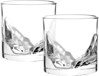 Grand Canyon Heavy Crystal Whiskey Glasses Gift Set of 2, Thick Freezable Bourbon Glass 1lb Each