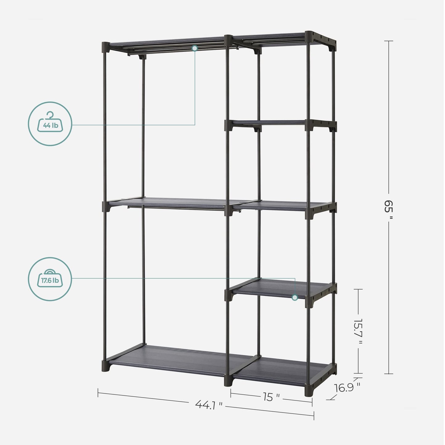 SONGMICS Portable Closet, Freestanding Closet Organizer, Clothes Rack