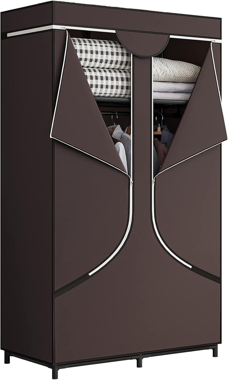 SORCEDAS Portable Wardrobe Closet Storage Organizer Metal Hanging Rack Non-Woven Fabric 34 Inch