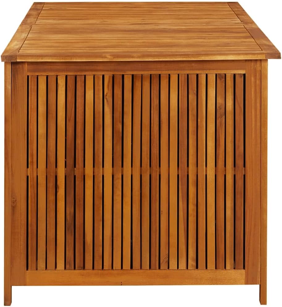 vidaXL Wooden Outdoor Storage Box with Gas-Lift Lid – Patio Deck Chest with Zippered Waterproof Bag