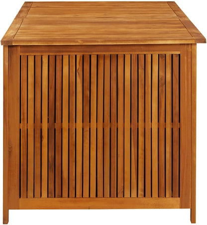 vidaXL Wooden Outdoor Storage Box with Gas-Lift Lid – Patio Deck Chest with Zippered Waterproof Bag
