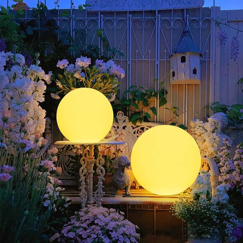Globe Floor Lamp, 14-in Rechargeable LED Ball Light Globe Light w/Remote, Versatile Glowing Orb