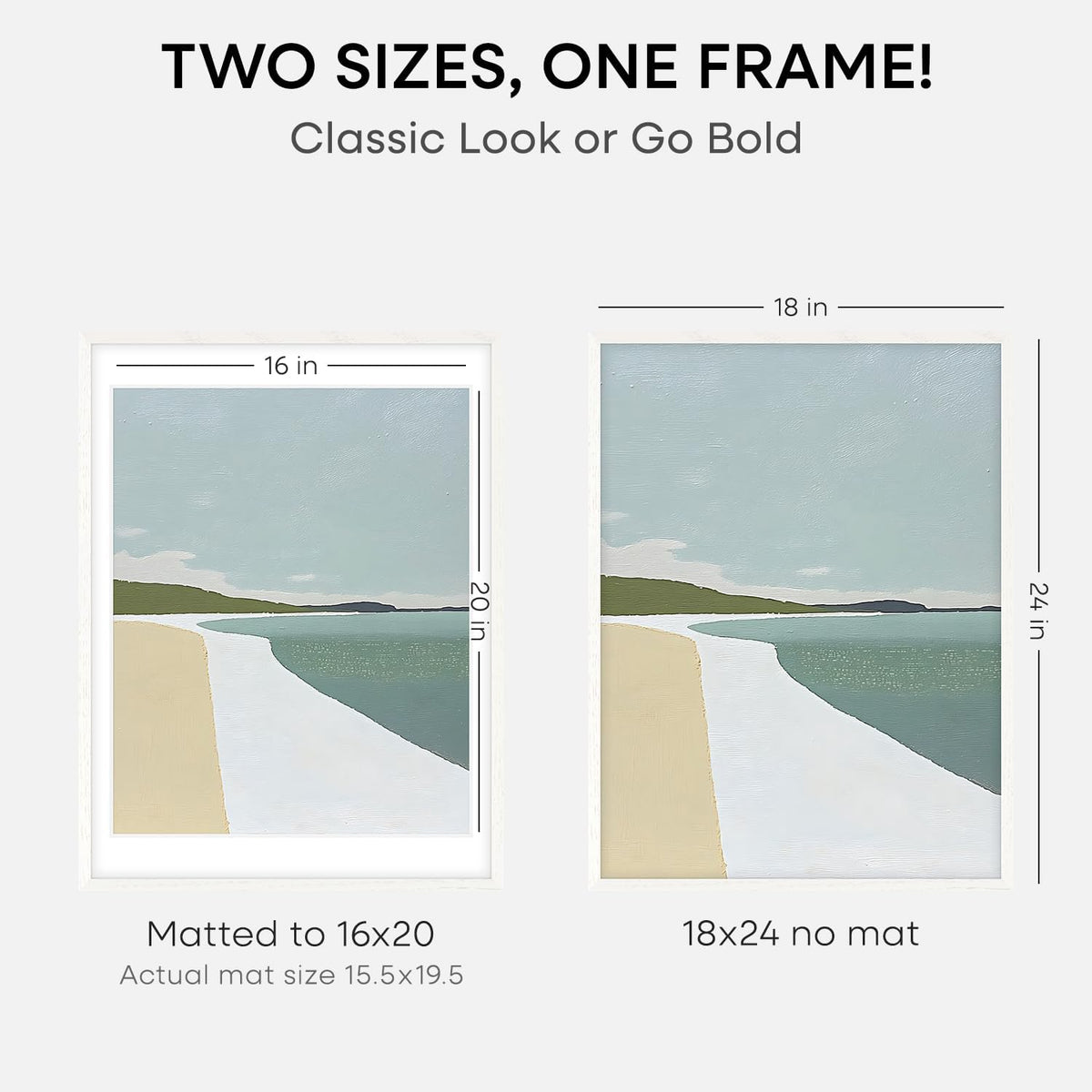 Homeforia 18 x 24 Poster Frame White, High End Oak 18x24 White Wood Picture Frame with Mat 16x20
