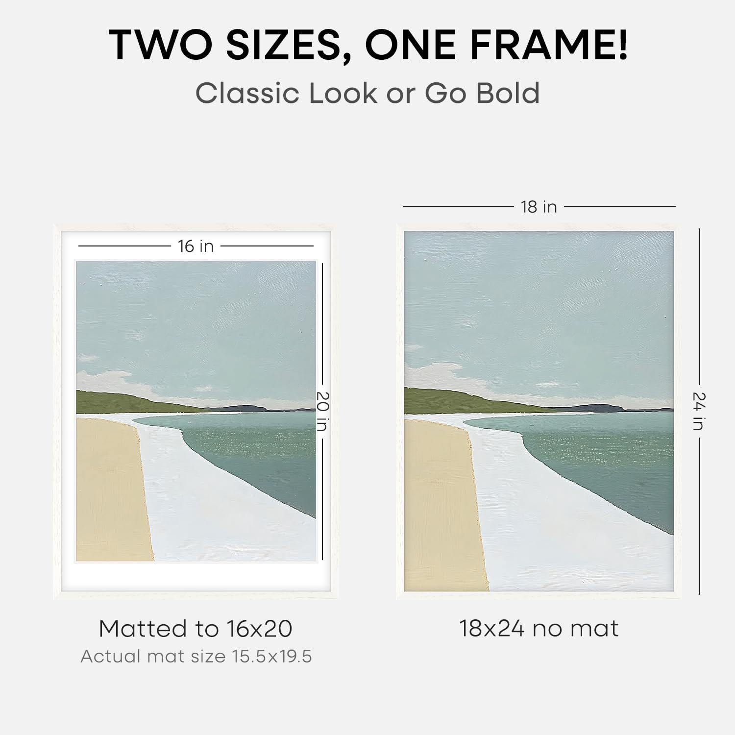 Homeforia 18 x 24 Poster Frame White, High End Oak 18x24 White Wood Picture Frame with Mat 16x20