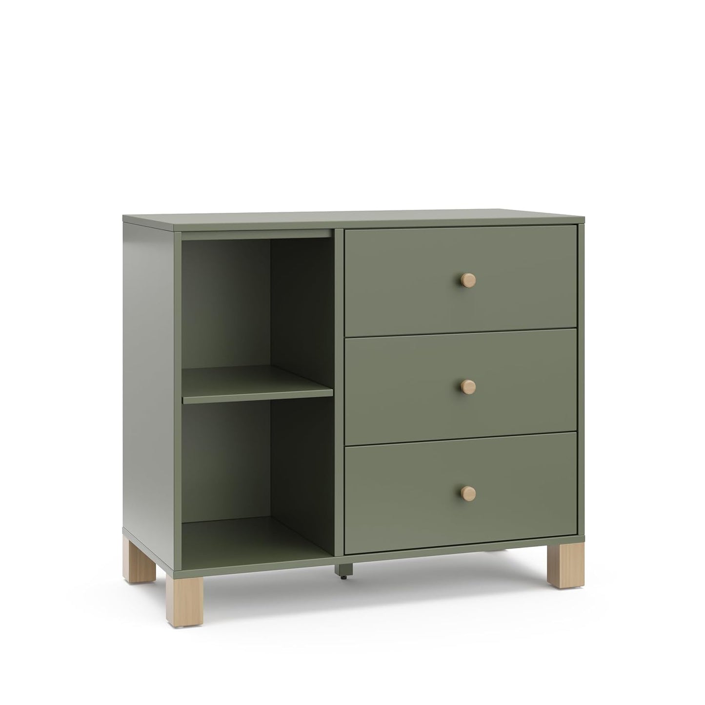 Storkcraft California 3 Drawer Combo Dresser (Olive with Driftwood) – GREENGUARD Gold Certified