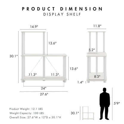 Homes: Inside + Out Apexa Modern 3-Cube Ladder Shelving Units, Collectibles Display Shelves, Easy