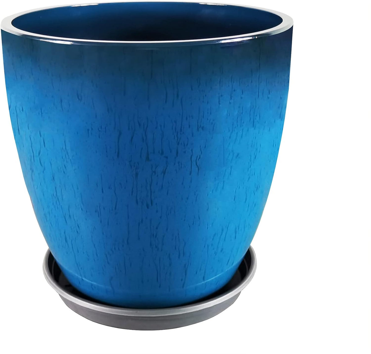 FixtureDisplays® Garden Plastic Round 11.8" Diameter 12" Tall Planter Resin Glazed Faux Ceramic