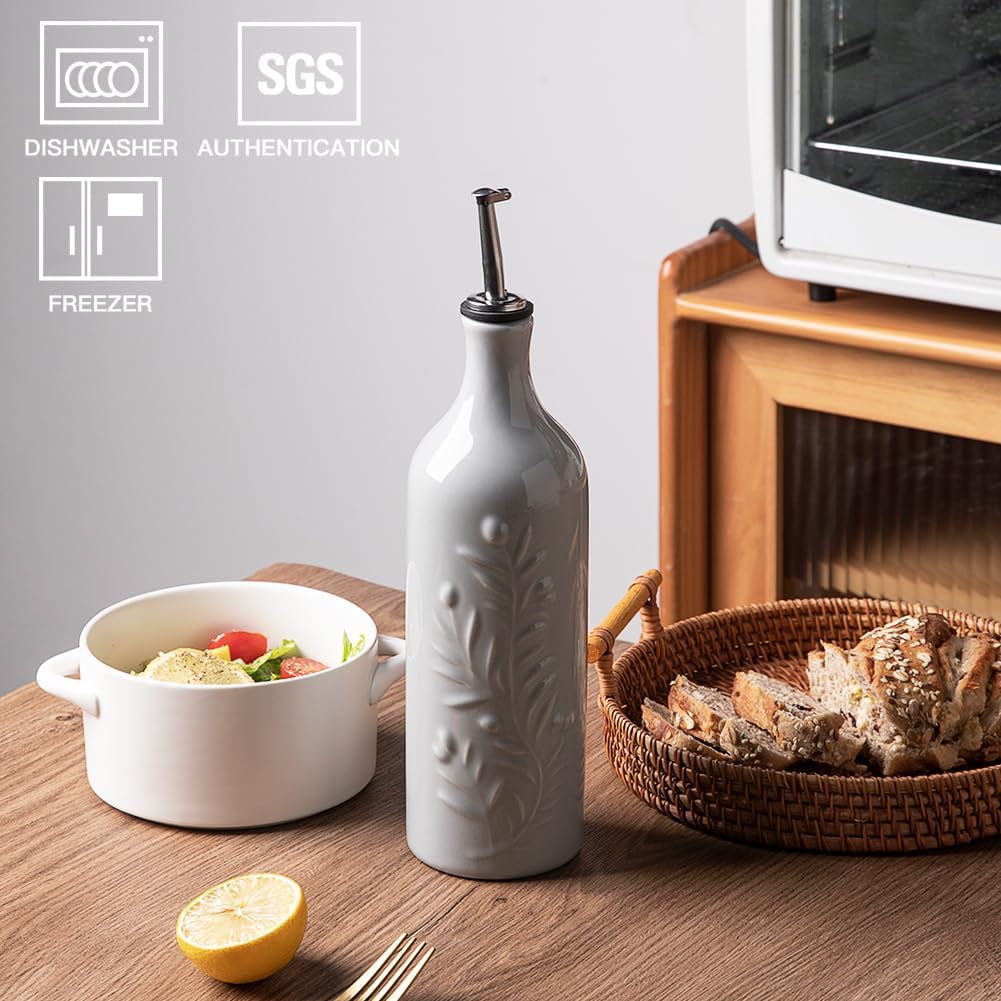 Sweejar Large Olive Oil Dispenser Bottle with Spout, 24 Oz Ceramic Oil Dispenser for Kitchen