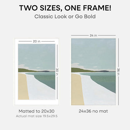 Homeforia White Picture Frame 24x36, High End Oak 24 x 36 Wood Poster Frame with Mat 20 by 30 for