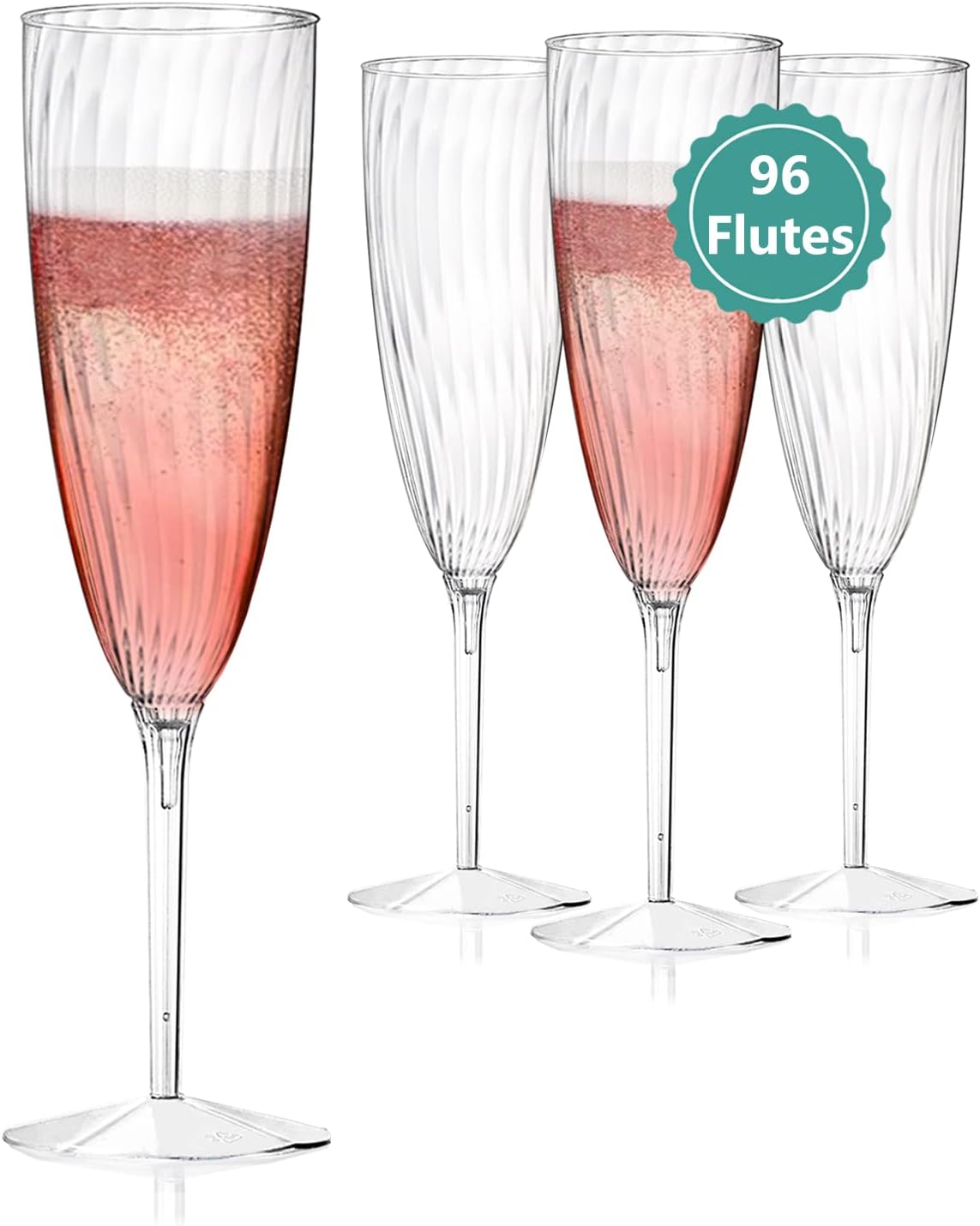 Clear Plastic Champagne Flutes, 96 PCS Disposable Reusable Cocktail Cups for Home Daily Life Party