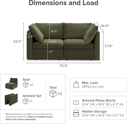 mopio Oversized Modular Sectional Sofa with Fully Removable Covers and Storage, Convertible U