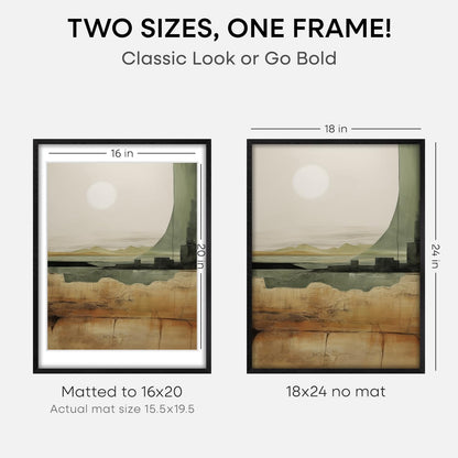 Homeforia Black Wooden Frame 18x24, High End Oak 18x24 Wood Picture Frames with Mat 16x20 Photo, 18