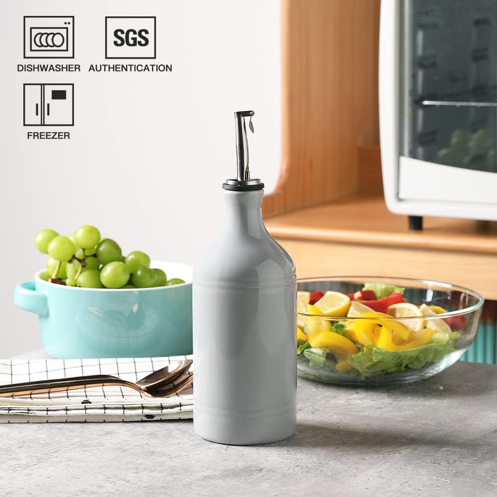 Sweejar Ceramic Olive Oil Dispenser Bottle, Opaque Oil Cruet Protects Oil to Reduce Oxidation