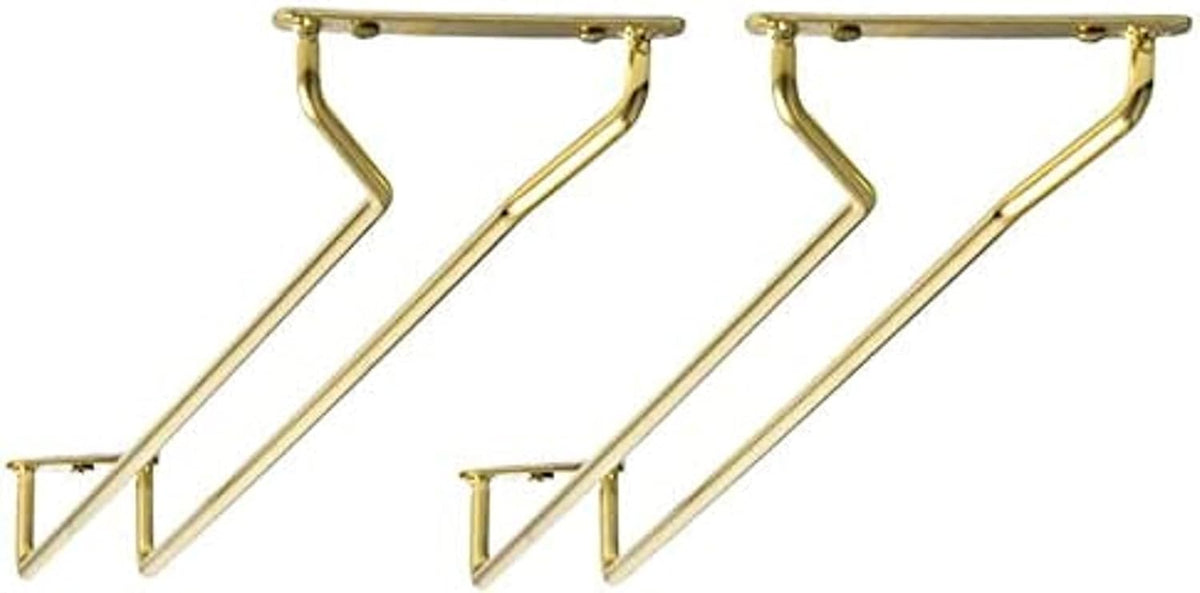 TrueCraftware- 10-Inch Wine Glass Rack Brass Finish Set of 2- Stemware Rack Wire Hanging Rack Under