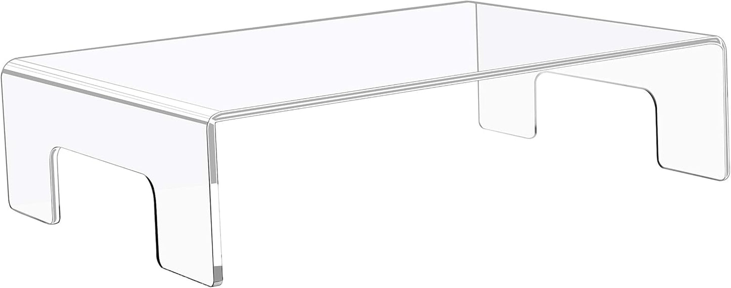 Jusalpha 6mm Thickness Clear Acrylic Display Riser with Tray Handles For Laptop, Notebook, Retail
