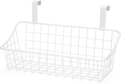 LeleCAT White Basket with hook Grid Storage Basket,Hang it behind a door or on a railing,Over the