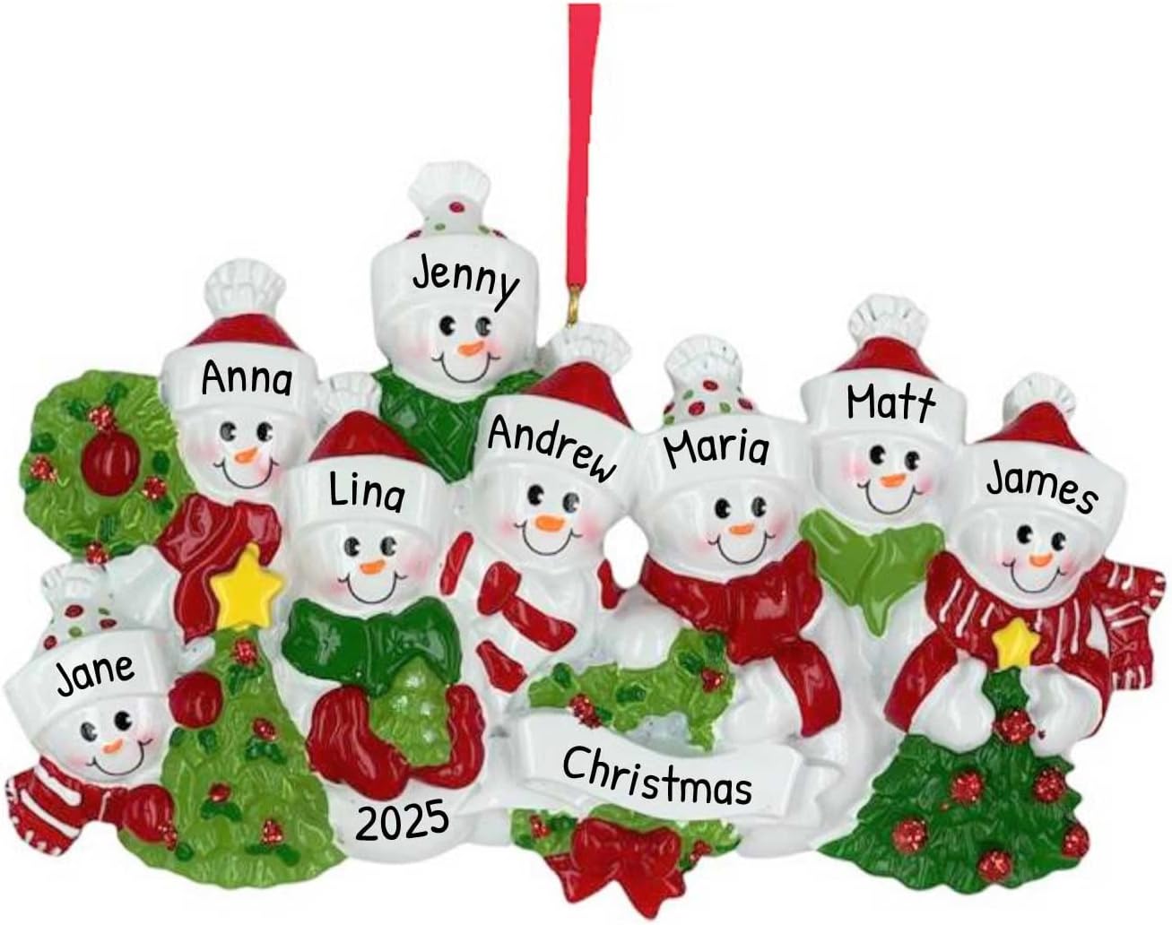 3D Snowman Family of 8 Ornament 2025 Personalized Family Christmas Ornaments 2025 | Snow People
