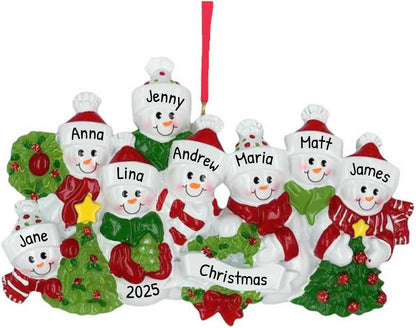 3D Snowman Family of 8 Ornament 2025 Personalized Family Christmas Ornaments 2025 | Snow People