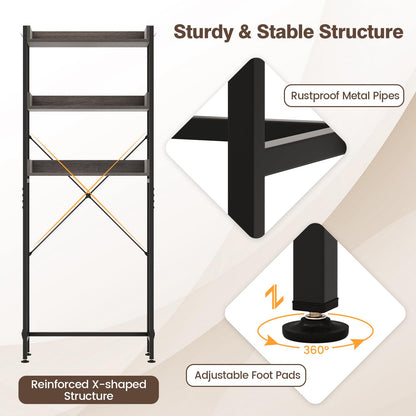 Giantex Over The Toilet Storage Shelf, 3-Tier Freestanding Space Saver Above Toilet with 4 Hooks