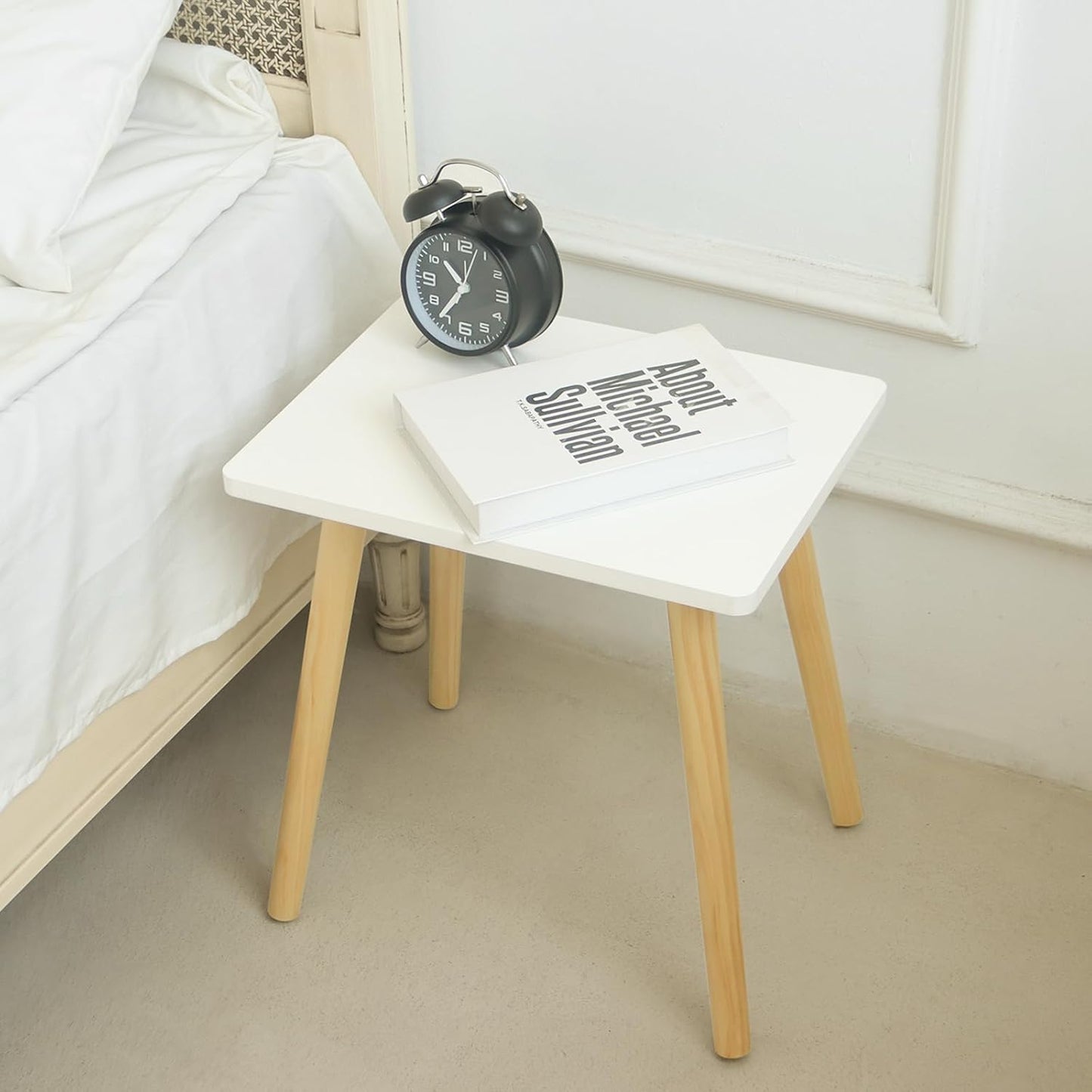 AWASEN Side Table, Small End Accent Table for Living Room Bedroom Office Small Spaces, Modern White