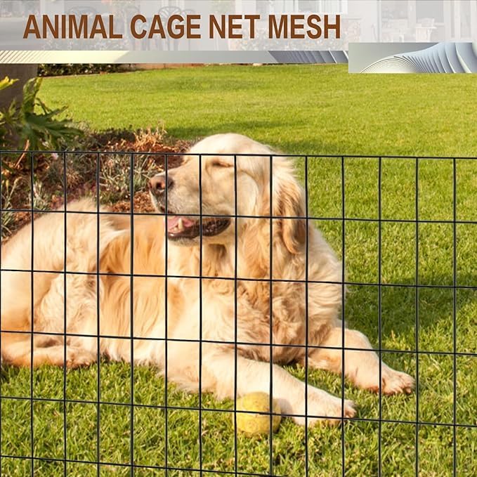 Tongmo 4 ft x 50 ft Black PVC Coated Welded Wire Fence, 16GA Garden Chicken Wire Fence Roll, Mesh