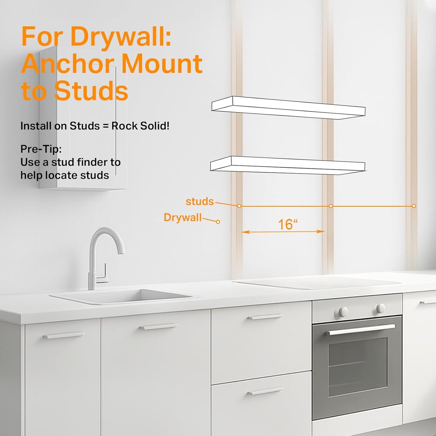 BAYKA Floating Shelves, 48 inches Long Wall Mounted Rustic Wood Shelves for Bathroom, Bedroom