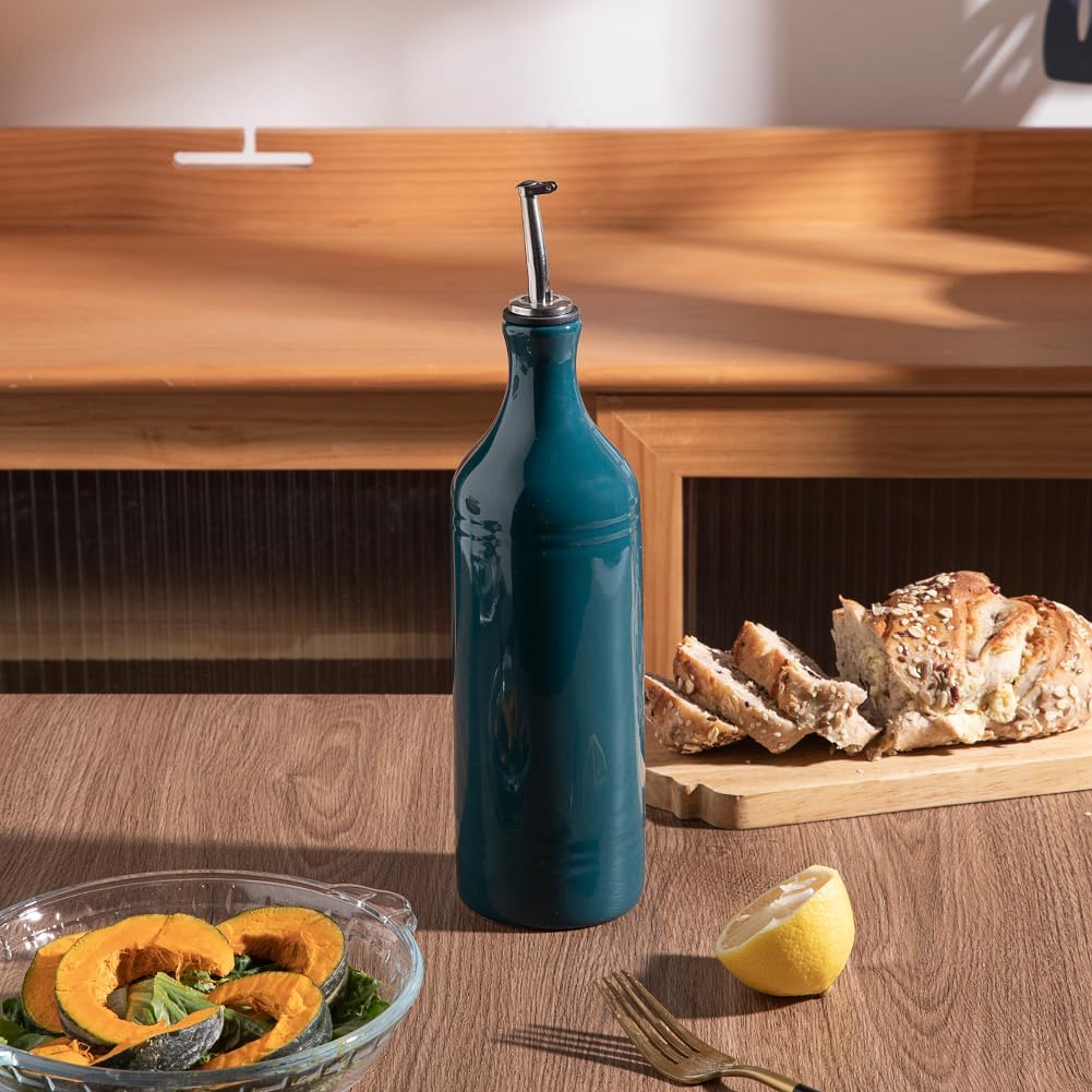 Sweejar Large Ceramic Olive Oil Dispenser Bottle, Opaque Oil Cruet Protects Oil to Reduce